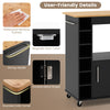 Kitchen Island Rolling Storage Cabinet Trolley Cart Shelves-Black