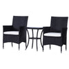 3PC Rattan Furniture Bistro Set Garden Table Chairs Patio Outdoor Black