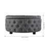 Chesterfield Button Linen Round Ottoman Pouffe Footstool Coffee Tea Table Grey
