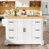 Mobile Kitchen Island Cart w/ Drawers, Adjustable Worktop, Storage Cabinet White