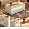 High Gloss Coffee Table with LED Glass Tabletop Light Up 2Darwer Sofa Side Table