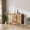Buffet Storage Cabinet Rattan Door Cupboard Living Room Wooden Shelves Sideboard
