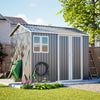8x6 FT Metal Garden Shed, Window+4 Vents Lockable Storage Unit, Weatherproof