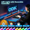 ODK Desk with LED Lights & Power Outlet Gaming Table with Cup Holder 80cm