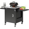 Outdoor Grill Cart with Stainless Steel Tabletop, BBQ Table with a Cabinet