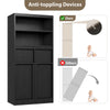 Bathroom Cabinet,51" Freestanding Storage Unit w/Doors&2-Drawer,White/Black/Gray