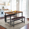 Dining Set for 4 Wood Top Table and 2 PU Leather Upholstered Bench Small Kitchen