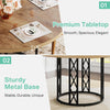 120cm Round Dining Table Industrial Kitchen Table w/ Metal Frame for Dining Room