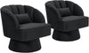 360° Swivel Accent Chair Upholstered Barrel Chair w/Striped Backrest Living Room