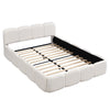 Upholstered Double Bed 4ft6 with Velvet Headboard and Sturdy Wooden Slats, Beige