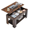 Brown Coffee Table with Lift Top Storage Shelf Wood Modern Living room