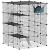 PawHut DIY 4 Tier Cat Cage Indoor with Hammock, Ramps, Doors, for 1-3 Cats