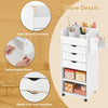 Rolling Craft Storage Cart Utility Cart w/ 3 Drawers & 3 Shelves-White