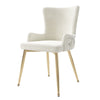 Velvet Dining Chairs Set of 2, Beige Chairs With Gold Metal Legs for Dining Room