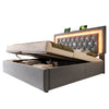 LED Ottoman Storage Bed Frame 135x190cm with Adjustable Height Headboard Grey