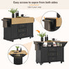 Kitchen Island on Wheels Rolling Storage Trolley with Extendable Worktop, Black