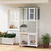 Wooden Cat House, Catio Cat Outdoor Enclosure with Platforms, White