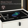 2 Drawers Bedside Table LED Light Wireless Charging Bedroom Furniture White UK
