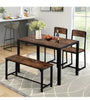 Industrial Space Saving Dining Table and 2 Chiars Bench Set Kitchen Dining Set