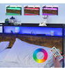 Double Size Bed Frame Metal Bed Platform LED Lights Headboard & 4 Storage Drawer
