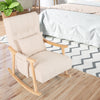 Nursery Rocking Chair Upholstered Glider Rocker w/High Backrest-Beige