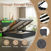 Upholstered Bed Frame with Hydraulic Lift 5FT King Size Bed Frame with LED Light
