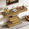 Rustic Oak Console Table with Geometric Base, Slim 108cm Sofa Hallway Table