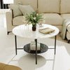 Glossy Round Coffee Table Accent Center Table Sintered Stone Sofa Side Desk