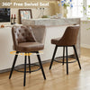 2 pack Swivel Bar Stools 26 inch Linen Counter Chairs Tufted Back Wood Legs