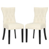 2 pcs Faux Leather Dining Chairs Set PU Seat Soft Back Wooden Legs Kitchen Chair