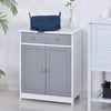 kleankin Bathroom Floor Storage Cabinet w/ 2 Drawers Door Cupboard Grey White