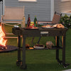 Outdoor Prep Table Foldable Shelf Mobile Kitchen Cart Rolling BBQ Grill Station