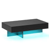 COSTWAY Modern LED Coffee Table High-Gloss Accent Table with 3 Storage Drawers