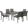 7 Piece Garden Dining Set Outdoor Table and 6 Chairs Furniture Grey