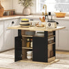 Kitchen Island with Storage Cabinet and Spice Rack, Black & Natural