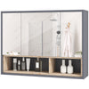 Bathroom Cabinet Wall Mounted Mirror Storage with Shelves Grey