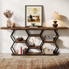 180CM Console Sofa Table with 6 Storage Shelves, Industrial Entryway Couch Table