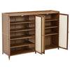 Shoe Cabinet Storage Organizer 4 Rattan Door Cupboard Footwear Stand Wooden Unit