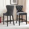 Kitchen Counter Bar Stool Breakfast Barstool High Chair Velvet Fabric Wood Legs