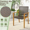 4Pcs Outdoor Dining Chair Patio Garden Chairs Acacia Wood PE Wicker Armchairs