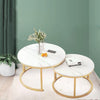 Round Coffee Table Set of 2 Stacking Side End Table Nesting Tables Marble Effect