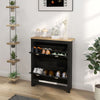2 Drawer Shoe Cabinet Narrow Shoe Cupboard with Flip Doors, Black