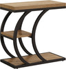 End Table for Living Room, 3-Tier Narrow Wood Couch C-Shaped Side Table, Natural