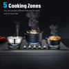 Gas Hob 77 cm 5 Burners Built-in Cooktop Gas Cooker Glass Ceramic Surface Hhyqhb