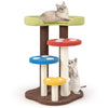 3-In-1 Cat Tree 3 Full-Wrapped Sisal Posts Removable Mat and Platforms-Multicolo