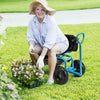 COSTWAY Rolling Garden Cart Scooter Outdoor Heavy-Duty Gardening Cart-Blue