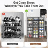 12 x Stackable Foldable Boxes Trainers Organiser Clear Plastic Shoe Storage Box