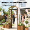Wooden Garden Arch with 2 Planter Boxes, Outdoor Rose Arch Trellis, Carbonised
