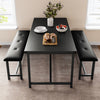 Dining Set for 4 Wood Top Table and 2 PU Leather Upholstered Bench Small Kitchen