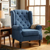 Retro Accent Chair Wingback Armchair with Wood Frame for Living Room Dark Grey